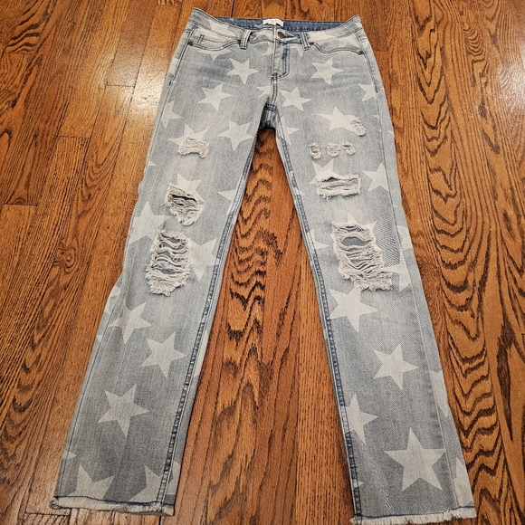 Distressed Stars faded fray hem denim jeans - Picture 3 of 16